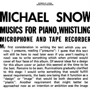 Snow, Michael – Music For Piano, Whistling, Microphone and Tape Recorder